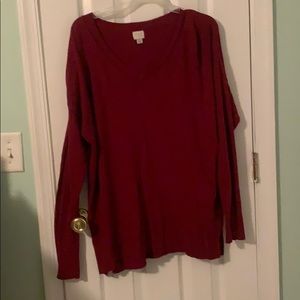 Red v-neck sweater